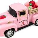 Strawberry Decor 5 Inch Vintage Truck with Mini Fake Strawberries and Wooden Crate Farmhouse Tiered Tray Decor Berry Sweet Summer Kitchen Centerpieces for Tables Strawberry Shortcake Decorations