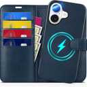 TUCCH Case for iPhone 16, Detachable Wallet with [Wireless Charging] RFID Blocking 4 Card Holder, Removable Stand PU Leather Flip Shockproof Phone Cover Compatible with iPhone 16 6.1", Dark Blue