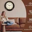 Vintage Wall Clock 16 Inch Quartz Silent Non-Ticking Analog Clock Battery Operated Rustic Round Decorative Clock for Living Room Kitchen Home Office Classroom