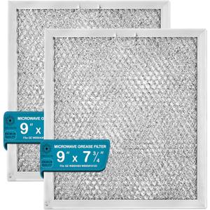 Microwave Grease Filter WB6X486, 9" x 7 3/4" - Aluminum Replacement for GE WB06X0486 & WB06X10125 - Grease Filter 7.75" x 9" (2-Pack in Box)