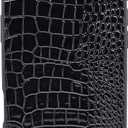 Compatible with iPhone 17 Pro Case for Women, Crocodile Synthetic Patent Leather Cover, Classic Fashion for iPhone17 Pro 2025 6.3 Inch - Black