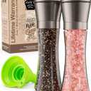 Home EC Original Gun Metal Bronze Salt and Pepper Grinder Set of 2 - Adjustable Ceramic Grinder - Tall Glass Salt and Pepper Shakers With Funnel and Ebook - Spice Mill - Bronze Kitchen Accessories