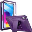 Soke Case for iPad (A16) 11th Generation 11-inch 2025, iPad 10th Generation 10.9-inch 2022, with Built-in Screen Protector and Kickstand, Rugged Full Body Protective Cover - Purple