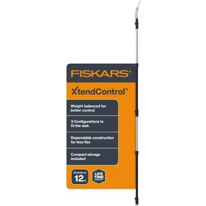 Fiskars XtendControl Extendable Tree Pruner (12 ft), Adjustable Branch Trimmer with 15" X1 Saw, 3-6 ft Extension Poles, and Secure Locking System for Precision Cutting