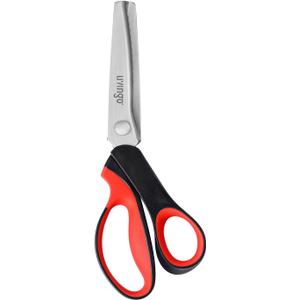 LIVINGO Pinking Shears For Fabric Cutting - 9" Zig Zag Edge Heavy Duty Sharp Crinkle Scissors, Professional Handheld Dressmaking, Sewing, Quilting, and DIY Crafting, Serrated and Scalloped 7mm