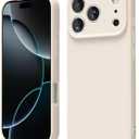 oakxco for iPhone 17 Pro Phone Case Liquid Silicone, Cute Thin Slim Grip Soft Rubber Gel for Women Men, Smooth Matte TPU Plain Solid Color Girly Simple Case with Camera Cover Protection, Beige Stone