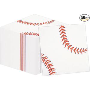 50 Pieces Baseball Napkins Disposable Party Napkins 13 x 13 Inches,Baseball Paper Cocktail Napkins Birthday Supplies Decorations for Baby Shower Birthday Party, Pack Of 3