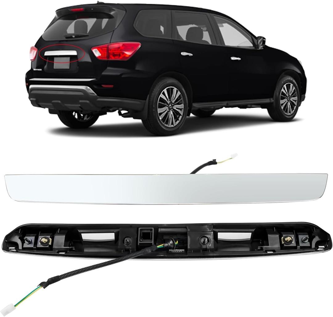 Rear Tailgate Chrome Handle Garnish Finisher Molding Compatible with Nissan Pathfinder 2013-2019 Replaces 90810-3KA0A Rear Liftgate Handle Without Camera