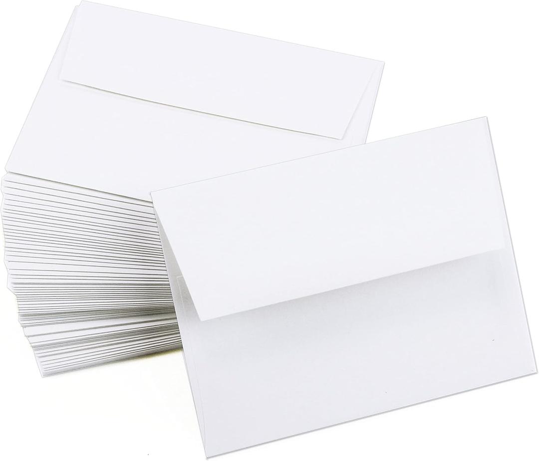 Matte Bright White Envelopes - A2 Via Vellum 4 3/8 x 5 3/4 Straight Flap 70T, 25 Pack