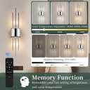 Battery Operated Wall Sconce Set of 2, Modern Crystal Wall Sconces Silver Vanity Wall Light with Frosted Glass, Luxury Wall Light Fixtures for Bedroom Living Room Dining Room Vanity Mirror