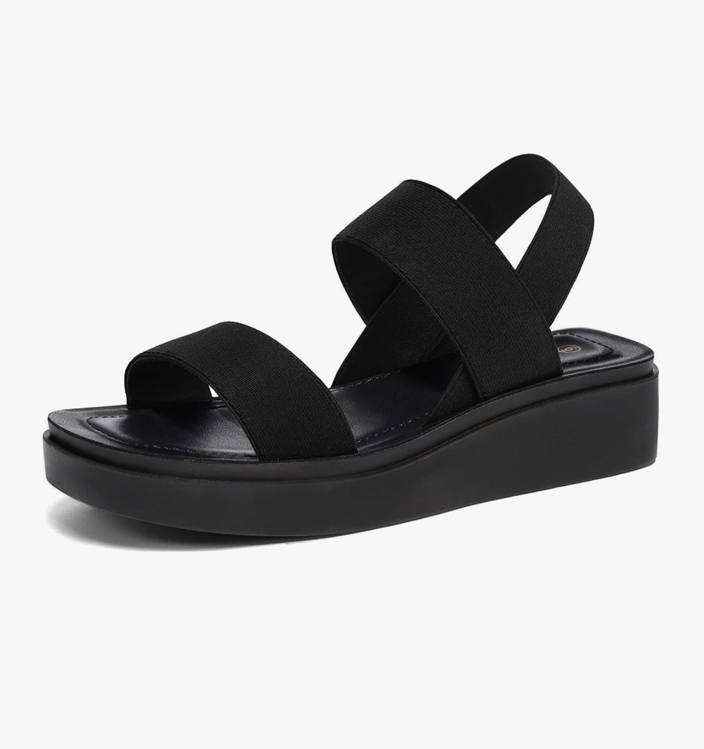 mysoft Women's Platform Wedges Sandals Slingback Lightweight Elastic Ankle Strap Low Wedges Walking Sandals Comfortable Slip On Casual Shoes, Size 8