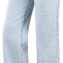 BLENCOT Maternity Jeans for Women High Waist Straight Leg Pregnancy Denim Pants with Pockets (Blue, L)