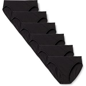 Amazon Essentials Women's Cotton High Leg Brief Underwear, Breathable, Pack of 6, Black, X-Large