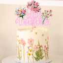 4 x Wildflower Birthday Party Decorations, Floral Cupcake Toppers Baby in Bloom Baby Shower Cake Decorations Wildflower Baby Shower Decor Flower Birthday Party Supplies