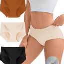 Camel Toe Cover Underwear Women 3 Pack, Seamless Stretch Panties Breathable Full Coverage Hipster Briefs (Medium, Multicolor01)
