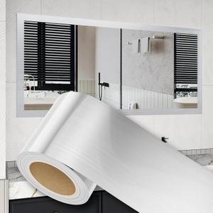 Peel and Stick Wallpaper Borders 390 x 2.36 Self Adhesive Mirror Frame Border Brushed DIY for Kitchen Bathroom Mirror Removal Border Sticker Wall Decor Cover 6.4 Sq.Ft, Brushed Sliver
