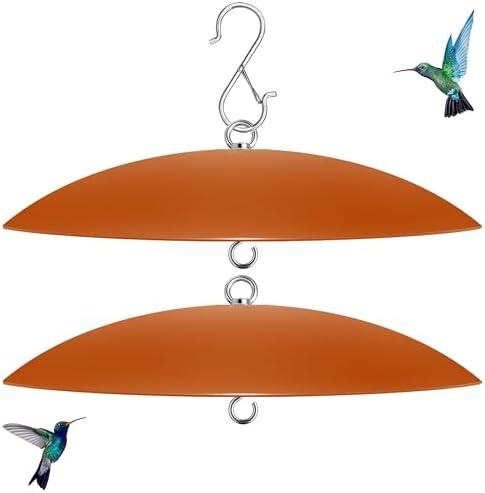 andergi 13" Hummingbird Feeder Shade Cover,Bird Feeders Dome Rain Guard,Weather Guard for Shepherd's Hook Outdoors (Terracotta), 2 Pack