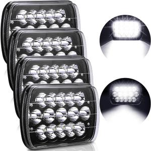 Retisee 4 Pcs 5x7 LED Headlight Rectangle LED Headlights H6054 Headlamp Sealed Beam Headlamp for Trucks Van Express Car(Black)