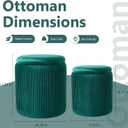 Royal Windsor Round Ottoman with Storage Set of 2,Vanity Stool with Storage for Bedroom, Ottoman Coffee Table, Small Velvet Foot Stool for Living Room, Green, 14.8"D x 14.8"W x 17.3"H