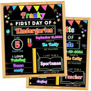 First Day and Last Day of School Chalkboard Sign with Solid Wooden Framed,11x14 Inch Reusable Wooden 1st Day of Preschool/Kindergarten Photo Props, Double Sided Back to School Sign for Kids/Girls/Boy