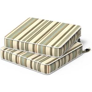 TWLEAR Patio Chair Cushions 19 x 19 x 3 Inch, Outdoor Cushions for Patio Furniture, Water Repellent Outdoor Seat Cushions with Straps Garden Sofa Couch Pads, Set of 2,Stripe Onyx