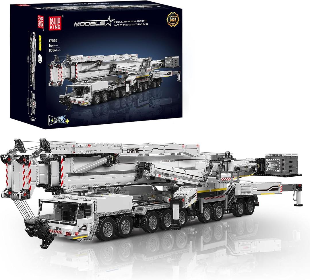 Mould King 17007 Technology Crane Building Set, 8506 Pieces Heavy Crane Truck Building Kits for Kid/Adult, APP Programmable Construction Vehicle Block Set, White