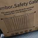 Cumbor 29.7-48" Baby Gate for Stairs, Mom's Choice Awards Winner-Dog Gates for Doorways, Auto Close Safety Pet Gate for Dogs Indoor, Easy Install Pressure Mounted Child Gate with Walk Thru Door, White