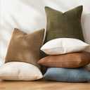 Throw Pillow Covers Set of 2 18x18 Inch Linen Check Decorative Pillow Covers, Neutral White Soft Vintage Pillowcases for Couch Sofa Bed Living Room, Farmhouse Home Boho Decor