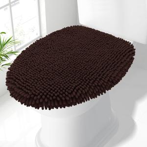 Smiry Soft Chenille Bathroom Toilet Lid Cover, Machine Washable Covers, 17.5x15, Fits Most Round, Elongated and Oblong Lids, Accessories Decor, Brown