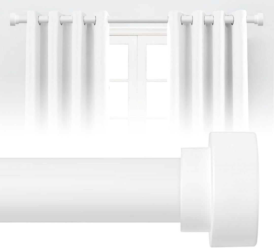 HEI! DEAR White Curtain Rods for Windows 66 to 120 In(5.5-10ft),1 Inch Adjustable Curtain Rod,Heavy Duty Curtain Rods,Modern Decorative Window Curtain Rod,Telescoping Single Drapery Rods 66-120",White