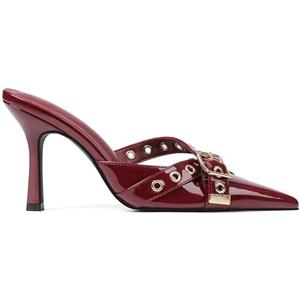 AMINUGAL Mules Heels for Women Pointed Closed Toe Kitten Heels Pumps Buckle Slip On Mules Studded Pointy Stiletto Heels Party Dress Vintage Pumps Pointy Kitty Heels for Women 7