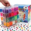 14000Pcs Pony Beads Kit, 40 Colors Rainbow Rave Kandi Beads for Bracelets with Neon Glow Beads Bulk for Hair Braiding DIY Friendship Jewelry Making Craft Kits (Shock Resistant Stackable Box, 9.2lb)