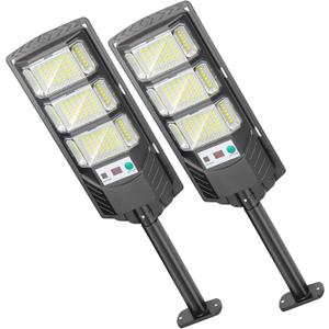 Solar Lights Outdoor Waterproof, 6500K Solar Street Lights Outdoor, LED Solar Flood Lights Dusk to Dawn with Motion Sensor and Remote, Solar Security Lights for Parking Lot, Yard (2 Pack)