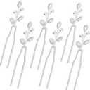 Syhood 6 Pieces Pearl Crystal Bridal Hair Pins Rhinestone Flower Wedding Hair Pins Prom Accessory for Women Wedding Hairstyles(Silver)