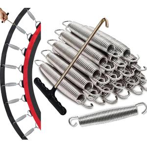 Eurmax USA 20-Pack Trampoline Springs, Premium Galvanized Stainless Steel Replacement Springs with T-Hook, Rust-Resistant & High-Tension for Maximum Safety and Bounce, Superior Strength and Durability