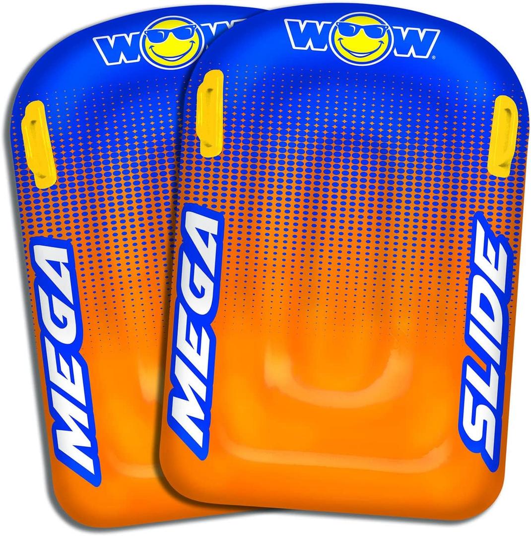 Wow Sports Mega Slide Inflatable Sleds - 2 Pack - Blue & Orange - for Water Slides - Kids & Adults