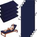 4 Pack Outdoor Chaise Lounge Cushion Covers Waterproof, Patio Lounge Chair Cushion Replacement Covers with Zipper and Ties for Patio Pool (72 x 21 x 3 Inch, Lake Blue, Cushion Not Included)