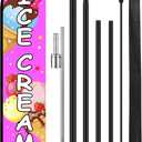 Remagr 15ft Large Ice Cream Windless Feather Flag Ice Cream Sign Banner with Pole Kit and Ground Stake Swooper Flag with Aluminum Alloy Flagpole Kit Advertising for for Business Outside