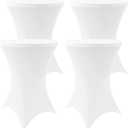Moosfor Spandex Cocktail Table Covers 4 Pack, Elastic Fitted Stretch Table Cloth, Round High Top Tablecloths for Bar, Party, Pub, Wedding & Banquet (White, 28x43 Inch)