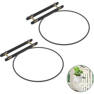 Hanging Flower Pots Holder Deck Railing Plant Container Holder for Round Pot Planters (10") Hanging Bucket Flower Pot Holder for Patio Balcony Outdoor Plants 2 Pack