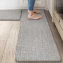 Collive Kitchen Mats Cushioned Anti Fatigue, Modern Abstrac Waterproof Kitchens Floor Mat Non Slip Sink Rug 2 Piece, Comfort Desk Standing Rugs for Office, Laundry, 17"x29"+17"x47", Light Grey