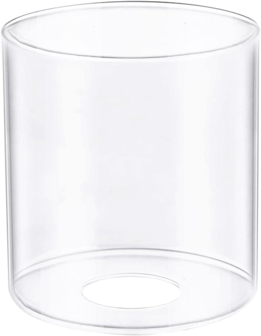 1 Pack Clear Glass Lamp Shade, with 1-5/8" Fitter Opening, Cylinder Glass Lamp Shade Replacement for Table Lamps,Wall Lamps,Pendant lights and Bathroom Vanity lights.