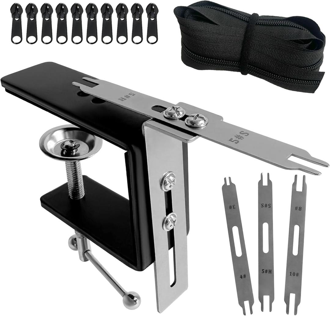 Zipper Jig Sliders from #2.5 to #10. give 3-Foot Bulk Zipper, Made of Stainless Steel Material