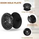 PATIKIL Door Hole Cover Plate, 2 Inch Zinc Alloy Flower Round Deadbolt Knobs Fixing Cover with Hex Wrench Fits Doors 2" to 4-3/4" Thick for Hole Filling Decoration, Black