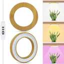 Grow Light for Indoor Plants, 144 LEDs Full Spectrum Halo Plant Light with Auto On/Off Timer (4/8/12H), 10-Level Dimmable, 3 Lighting Modes for Small Plants, Bamboo (6.3 inch Dual Head)