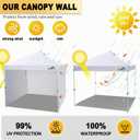 10x10 ft Canopy Sidewalls, 4 PCs Canopy Walls with Door for Pop Up Canopy Tent, Sun Protection and Waterproof, White(Sidewall Only)