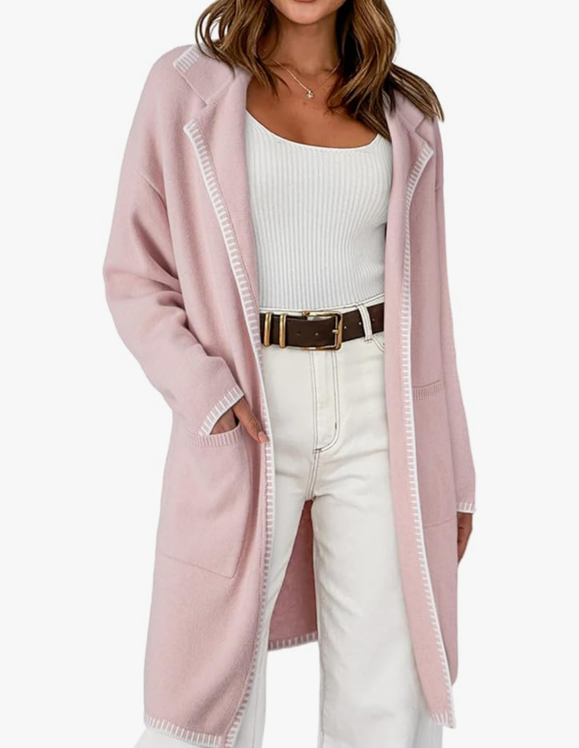 Dokotoo Womens Casual Long Cardigan Sweaters 2025 Winter Coats Fall Jacket Knit Coatigan Outwear with Pockets. Size M