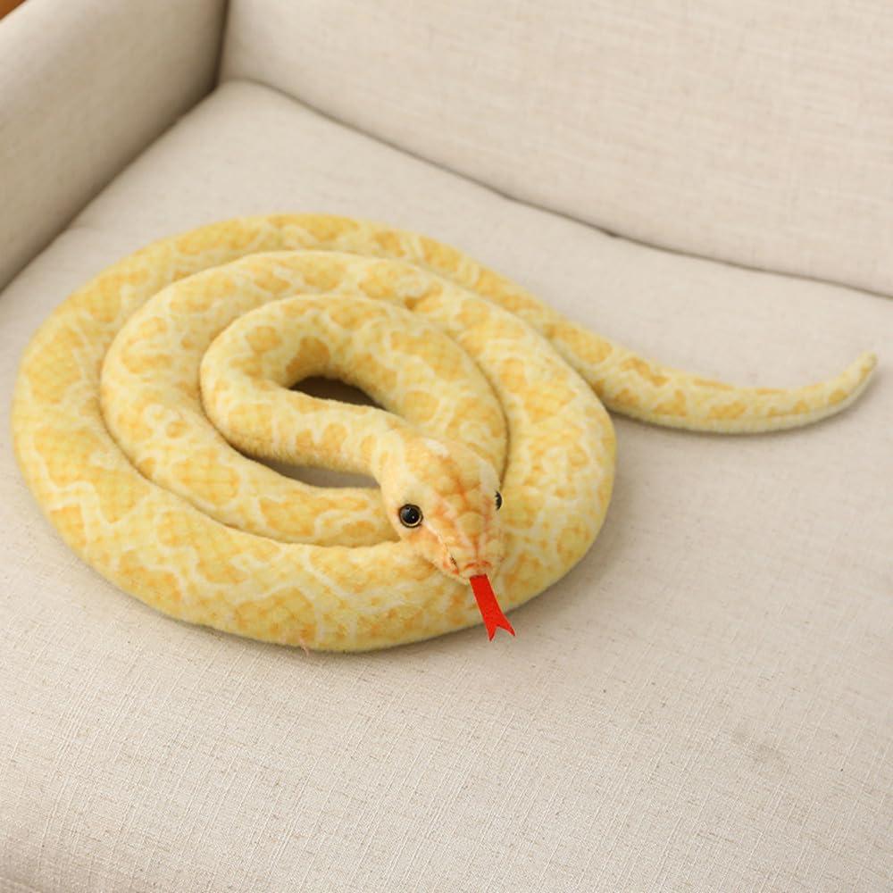 NatureMan Lifelike Snake Stuffed Animal Soft Stuffed Snake Toy 78'' Long Fake Snake Plush Toy, Realistic Plush Snake Pranks Toys,Children's Toy Gift (Yellow)