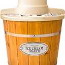 Nostalgia Electric Ice Cream Maker With 4 Qt Capacity- Old Fashioned Ice Cream Machine Makes Frozen Yogurt or Gelato in Minutes- Vintage Wooden Style Ice Cream Maker with Aluminum Canister- Light Wood