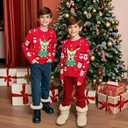 Meland Kids Ugly Christmas Sweater - Light Up Funny Holiday Pullover - Cute Xmas Sweater for Boys & Girls Age 5-16 Year Old (Red, M)